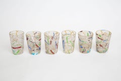 Vintage Italian Murano Hand Blown Tumblers Set /6 Barware 1980's