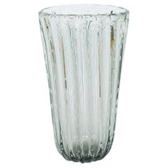 Italian Murano Ribbed and Bubble Glass Vase