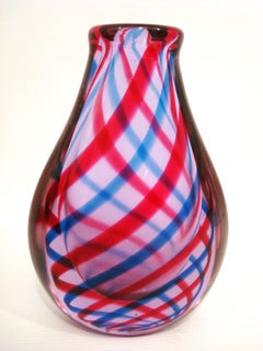 Italian Murano Ribbon Blown Art Glass Vase