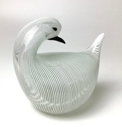 Italian Murano Ribbon Glass Sculpture of Bird Signed Numbered & Dated 1982