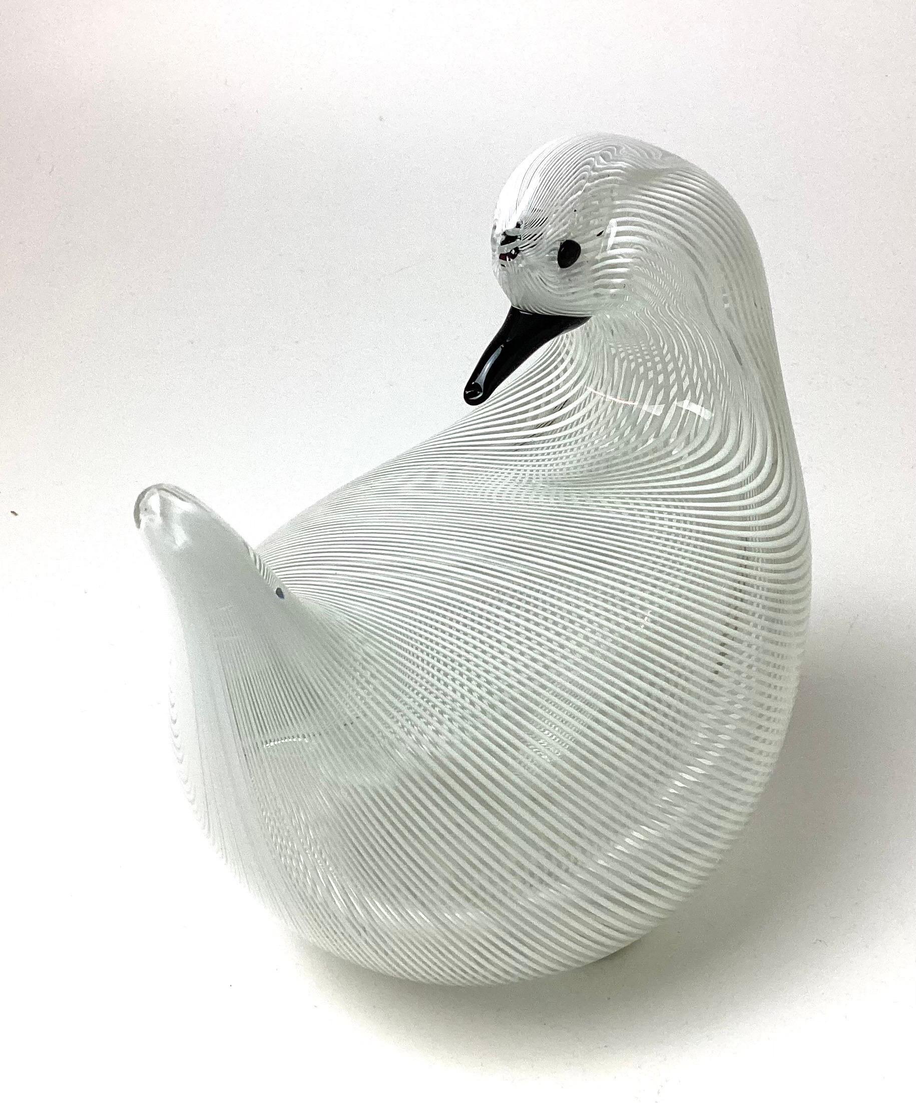 Late 20th Century Italian Murano Ribbon Glass Sculpture of Bird Signed Numbered & Dated 1982 For Sale