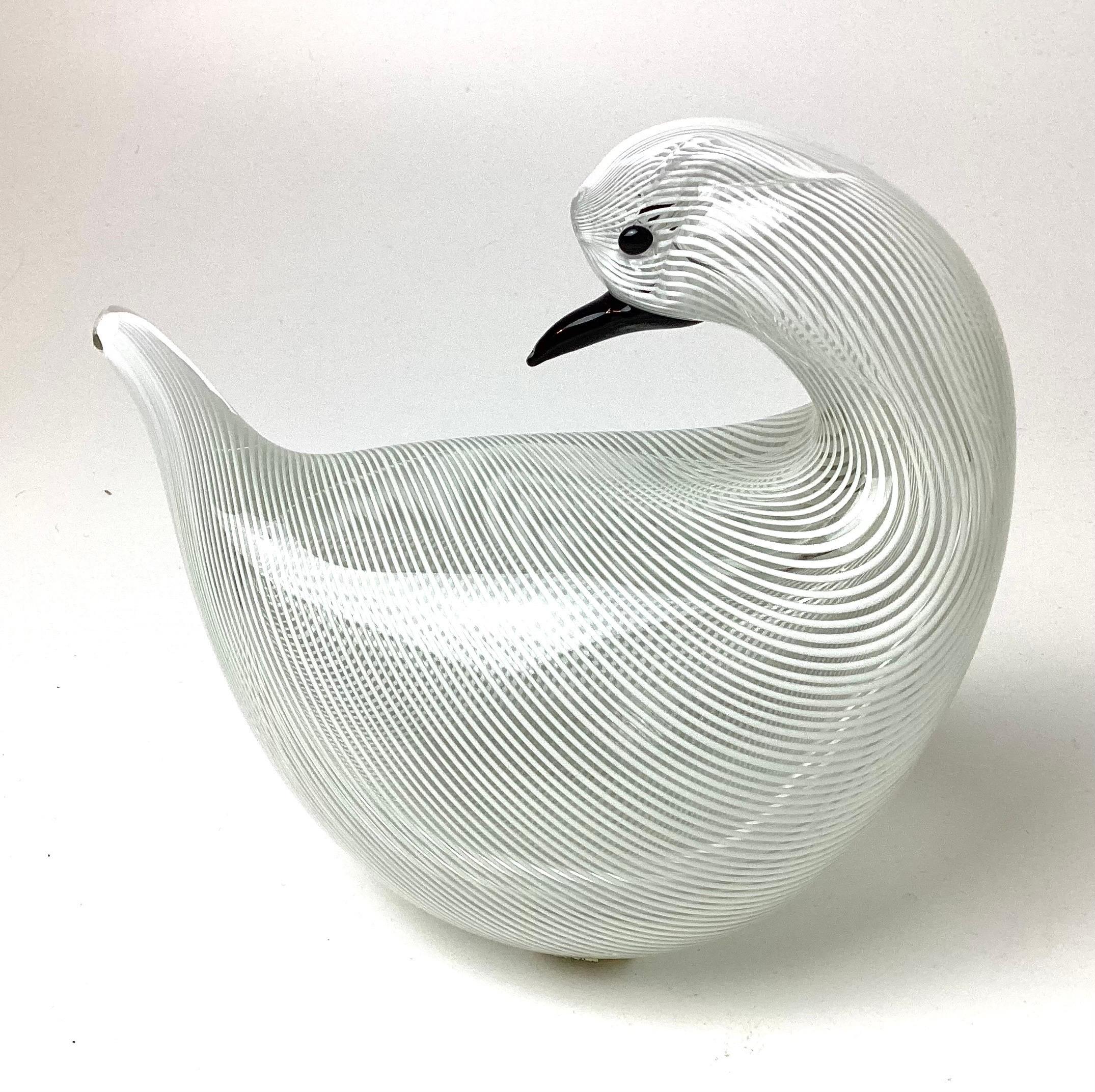 Murano Glass Italian Murano Ribbon Glass Sculpture of Bird Signed Numbered & Dated 1982 For Sale