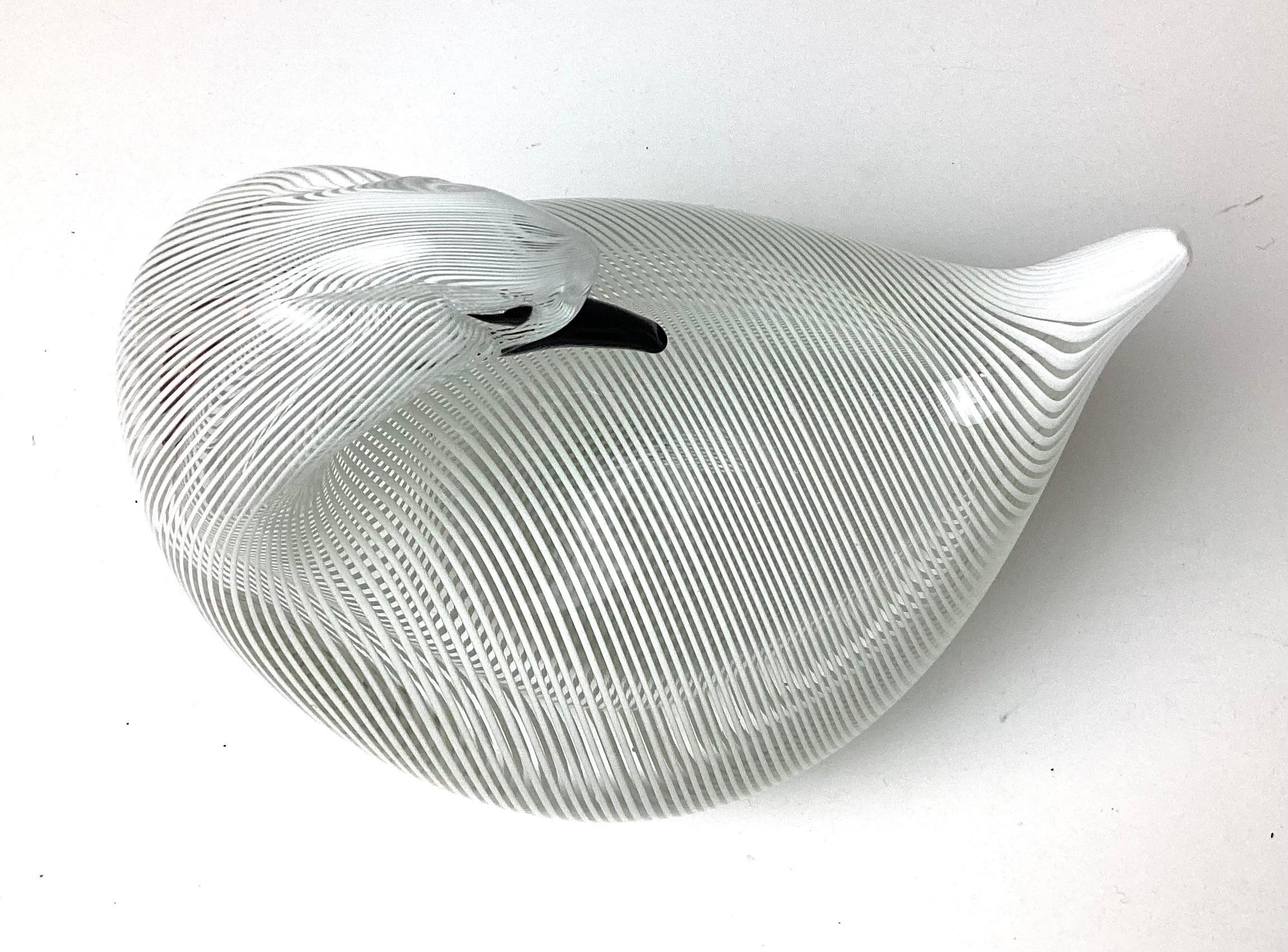 Italian Murano Ribbon Glass Sculpture of Bird Signed Numbered & Dated 1982 For Sale 3