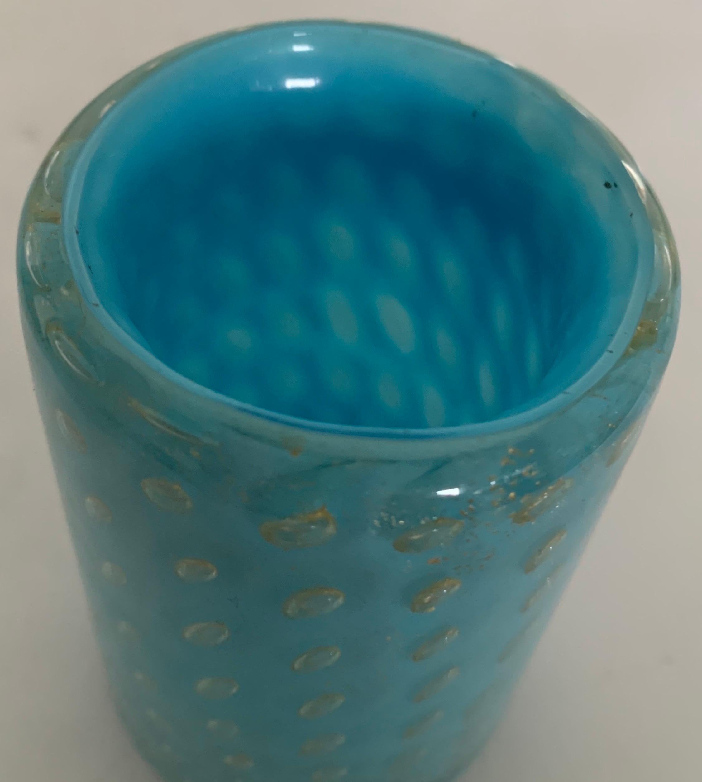 Hollywood Regency Murano Robins Egg Blue Bud Vase Attributed to Barbini For Sale