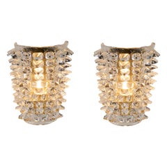 Italian Murano Rostrato glass and brass wall lights in Barovier style, modern