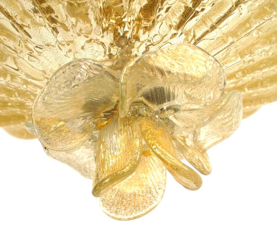 Italian talian Murano Rugiada Gold Glass Ceiling Fixture