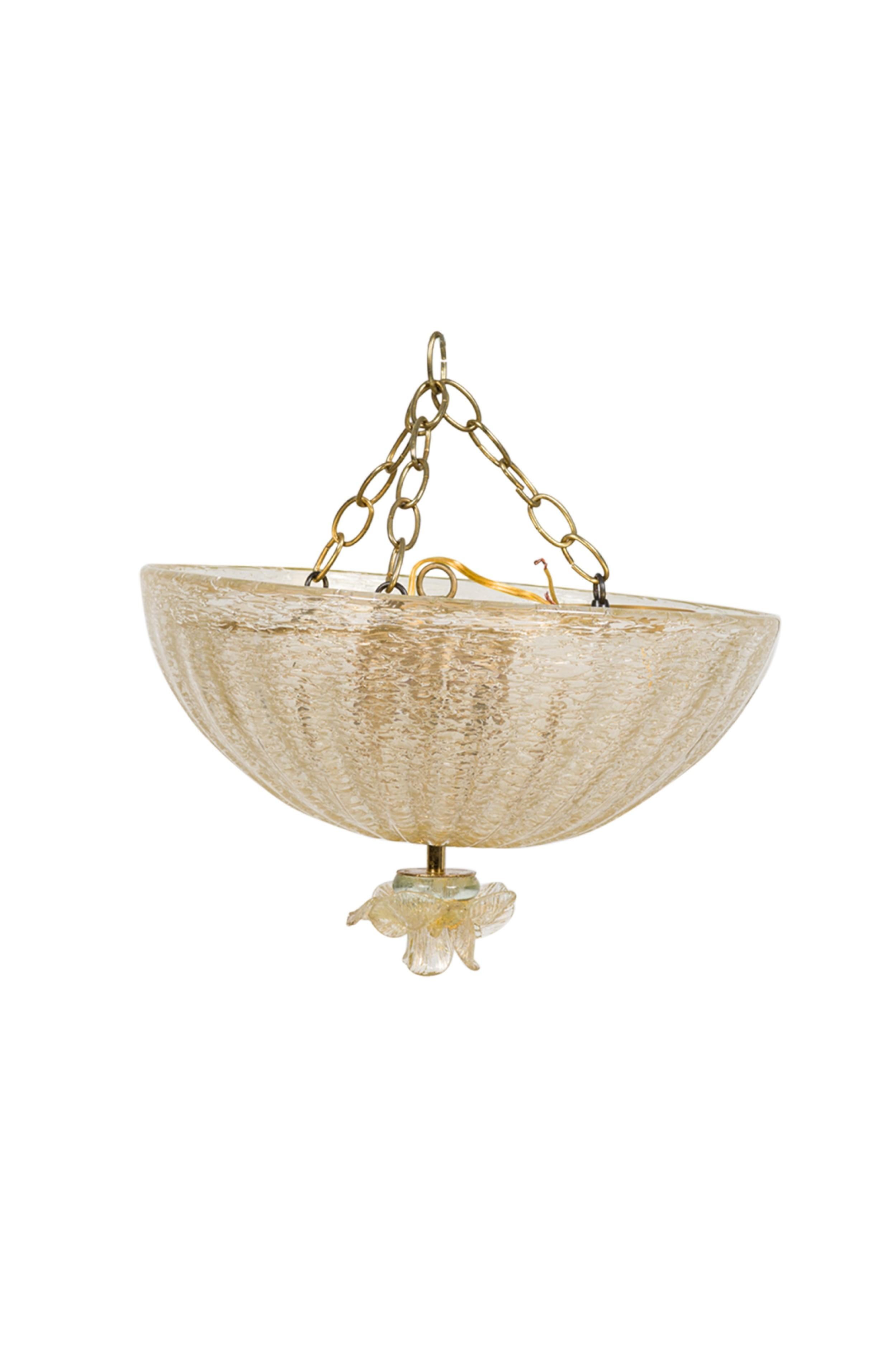 Mid-Century Modern Italian Murano Rugiada Gold Glass Ceiling Fixture For Sale