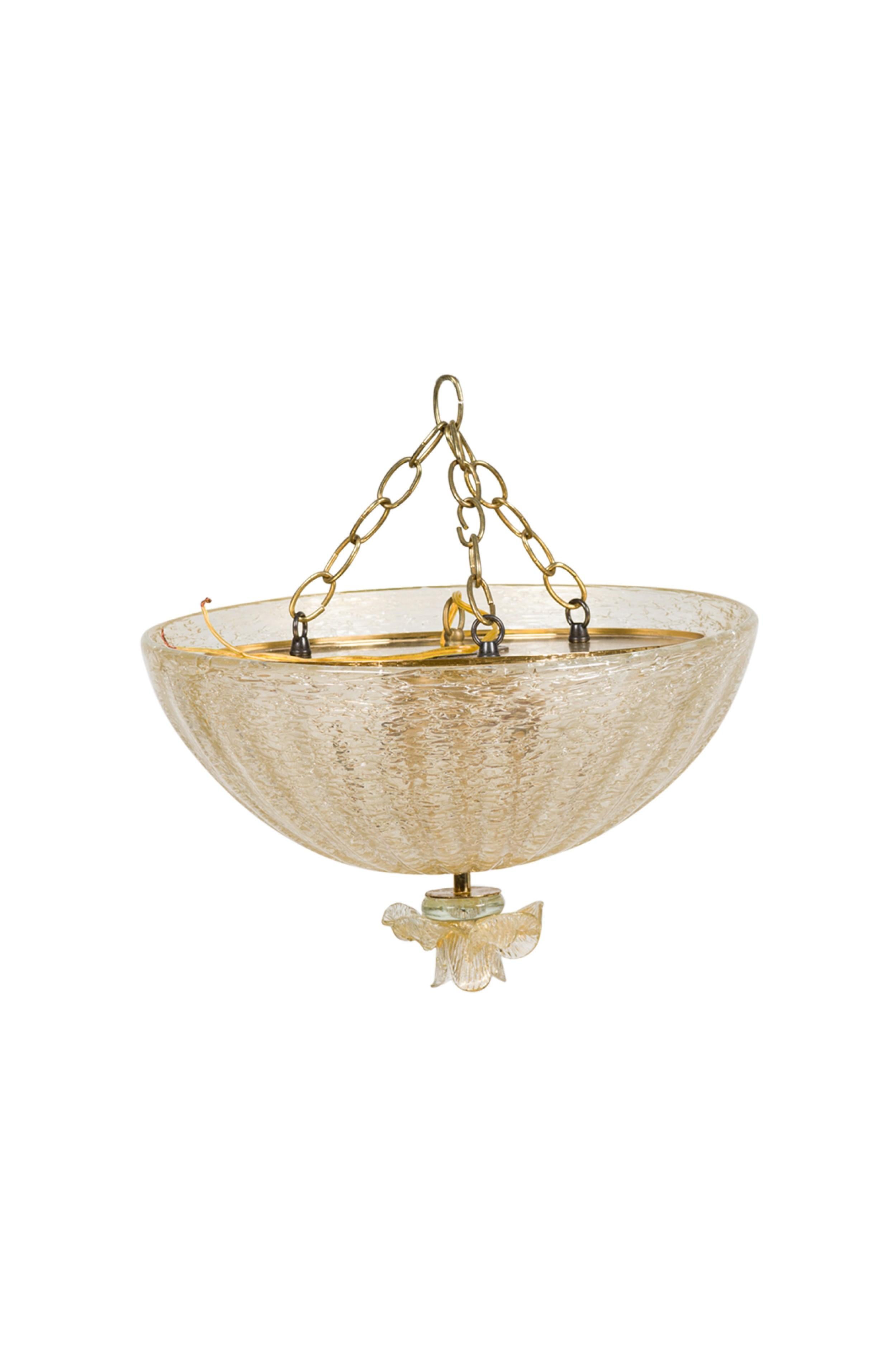 Italian Murano Rugiada Gold Glass Ceiling Fixture In Good Condition For Sale In Queens, NY