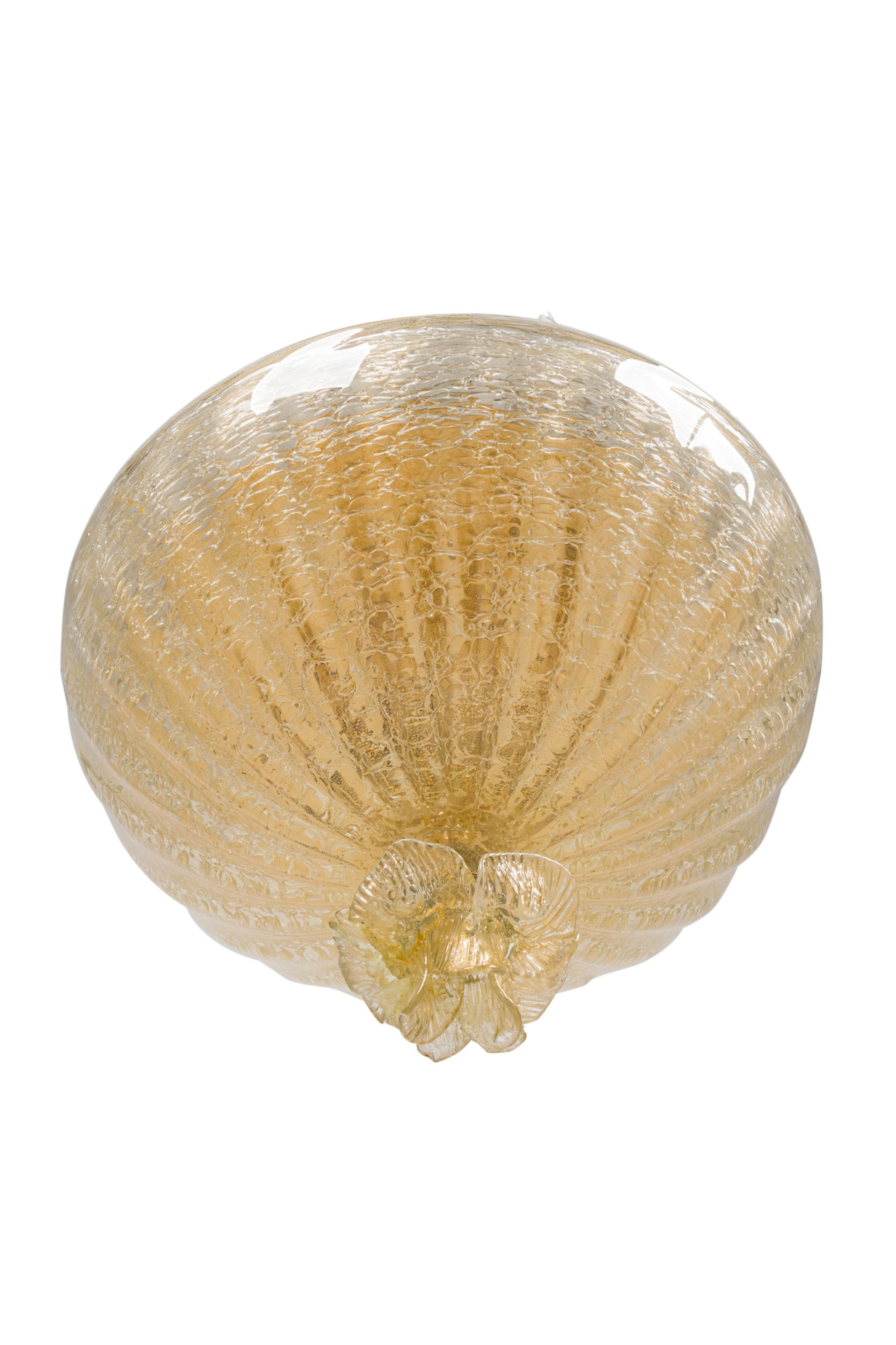 Italian Murano Rugiada Gold Glass Ceiling Fixture For Sale 3