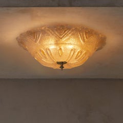 Italian Murano Rugiadoso Glass Flush Mount Ceiling Light, 1970s