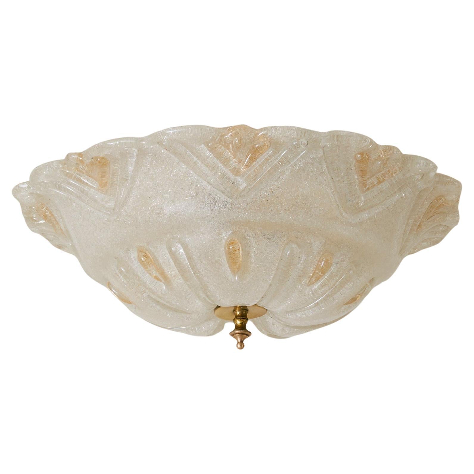 Italian Murano Rugiadoso Glass Flush Mount Ceiling Light, 1970s