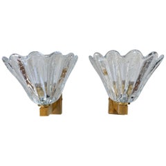 Italian Murano Scalloped Glass Sconces