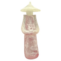 Italian Murano Scavo Glass Sculpture Signed in Rose & Frosted Finish