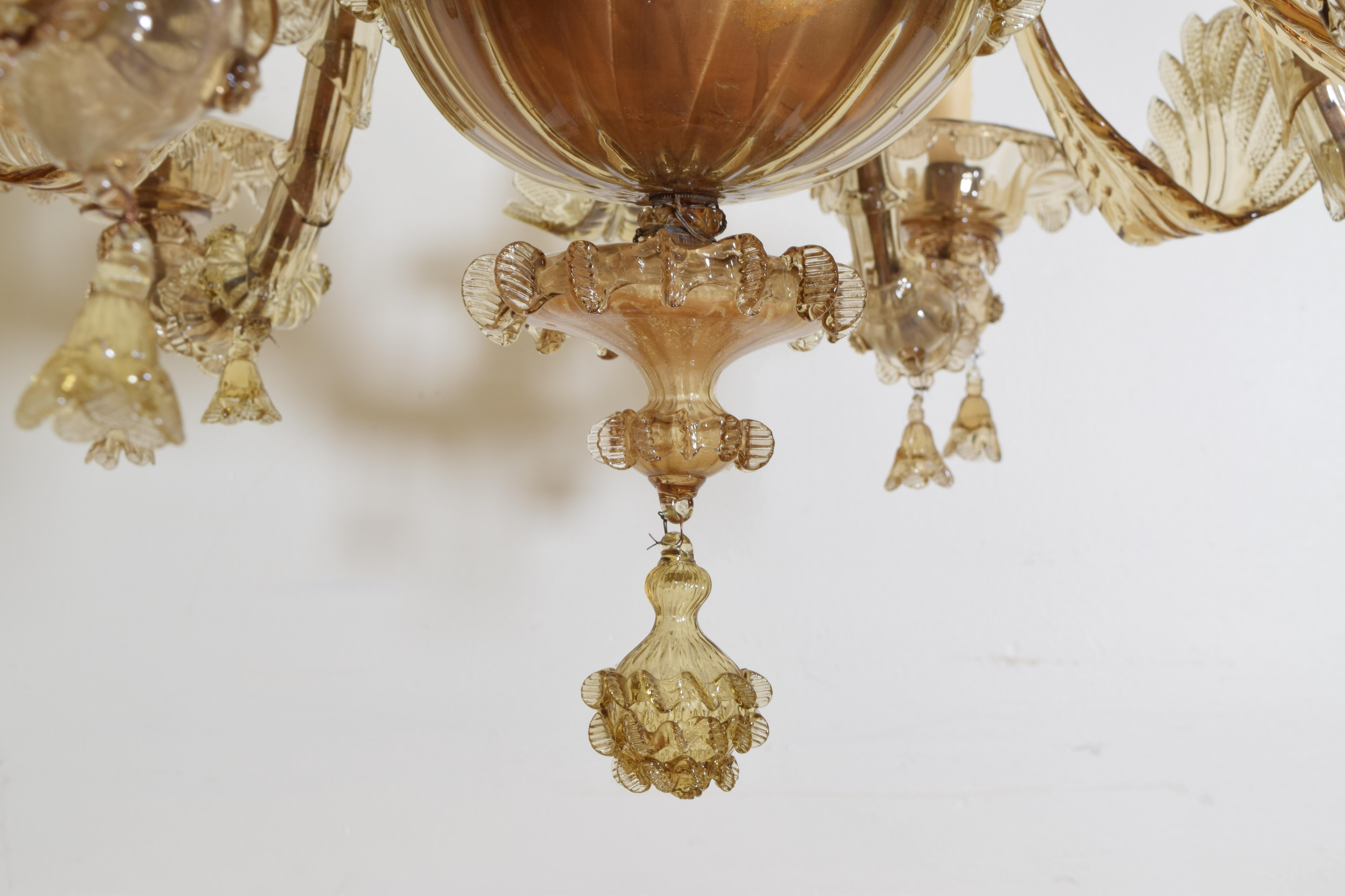 Italian, Murano, Segmented Blown Glass 6-Light Chandelier, circa 1880 11