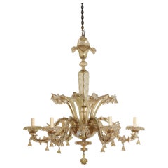 Antique Italian, Murano, Segmented Blown Glass 6-Light Chandelier, circa 1880