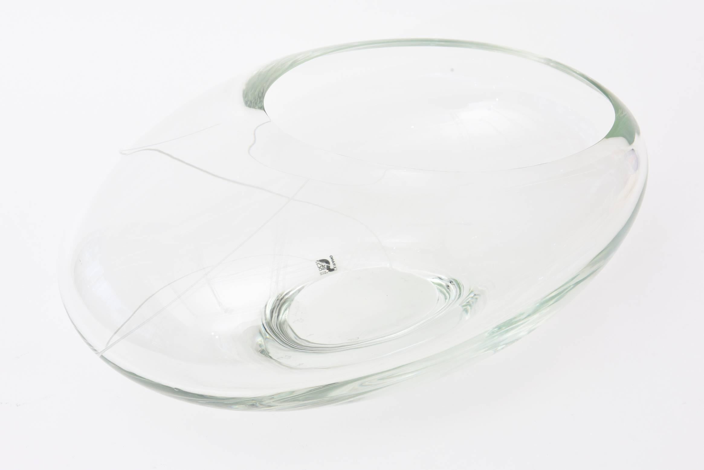 Italian Murano Seguso Glass Sculptural Asymmetrical Bowl or Vase or Centerpiece