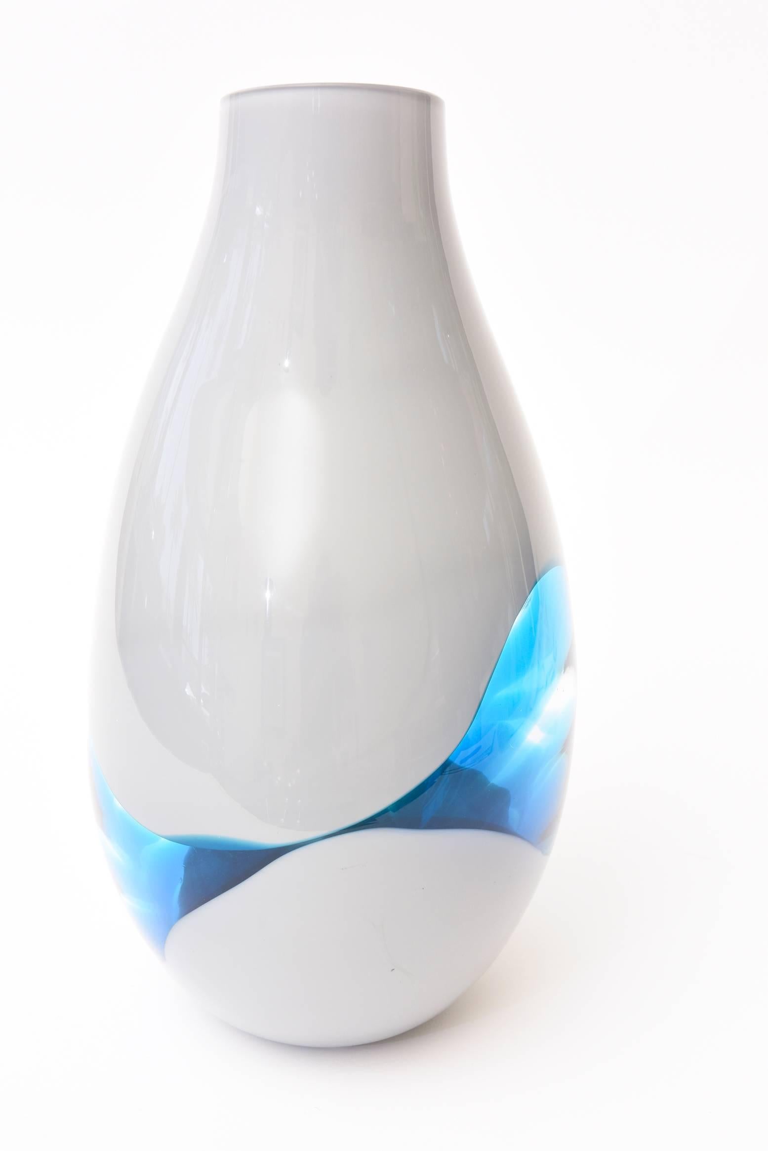 Italian Murano Seguso Gray and Sapphire Blue Glass Sommerso Vase or Sculpture 2