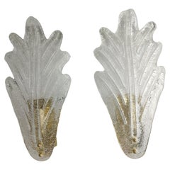 Juego de 2 Parejas de Apliques de Cristal Esmerilado de Murano Italiano
