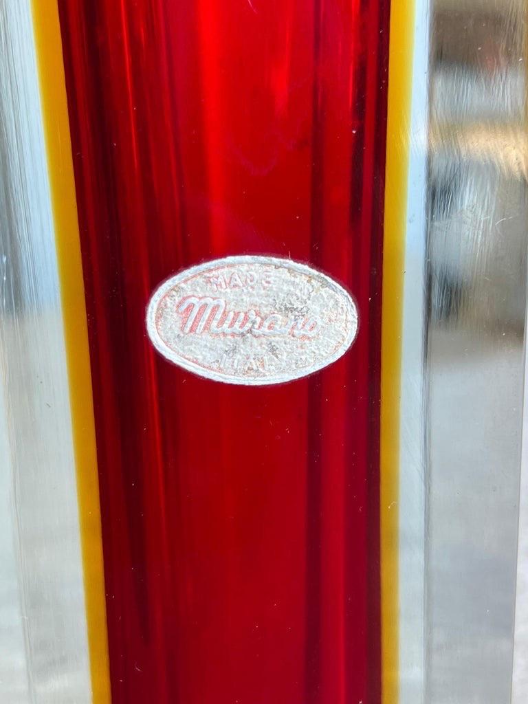Ensemble de deux vases italiens en verre de Murano rouge épais en vente 4