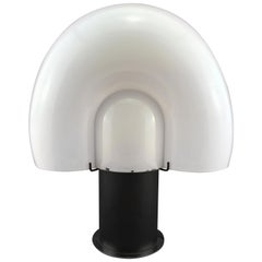 Space Age Mid-Century Modern Italian White Murano Glass Shell Table Lamp 1970s