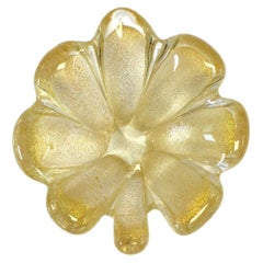 Italian Murano Gold Art Glass Jewelry Dish