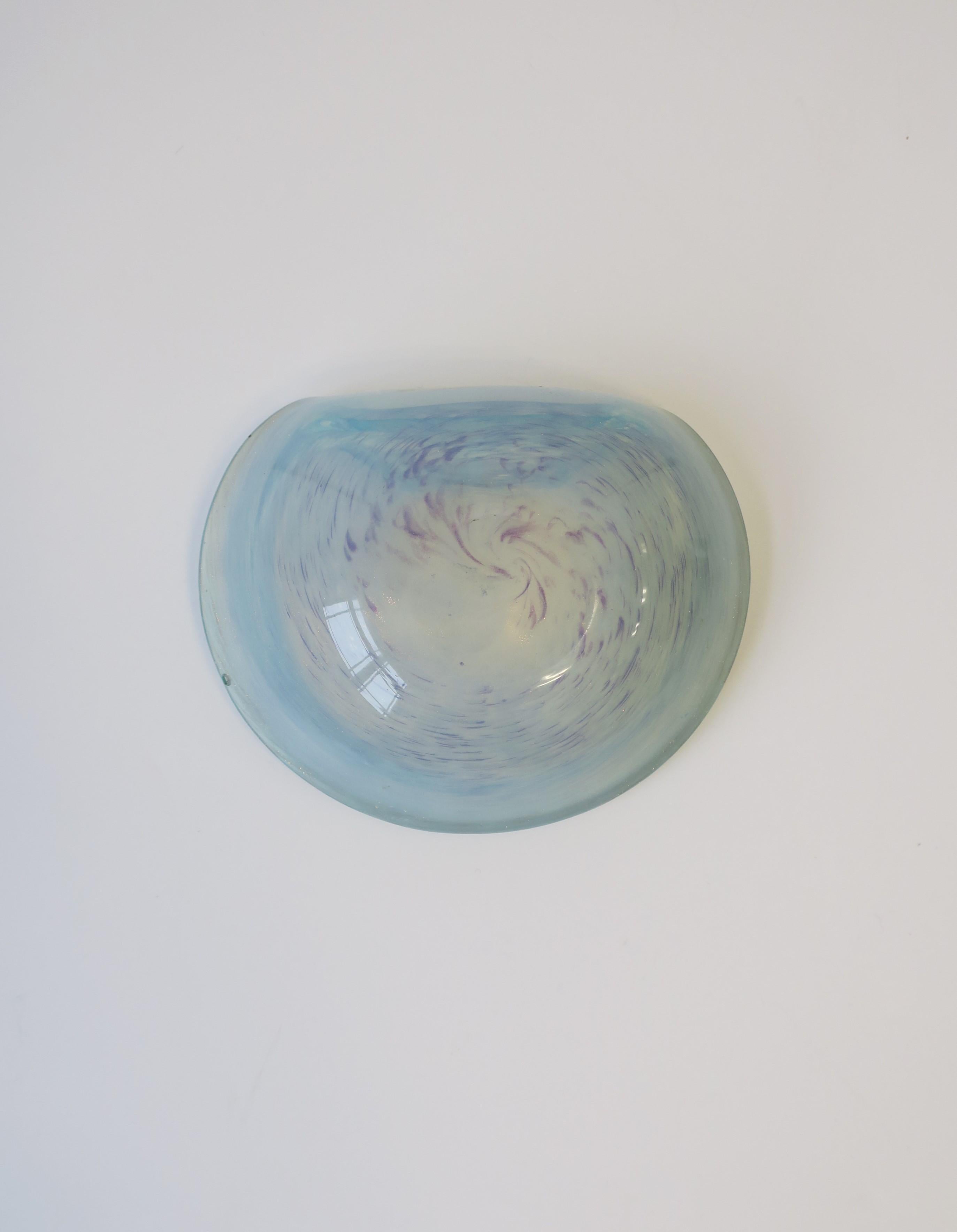Italian Murano Shimmering Light Blue and Gold Art Glass Bowl For Sale 6