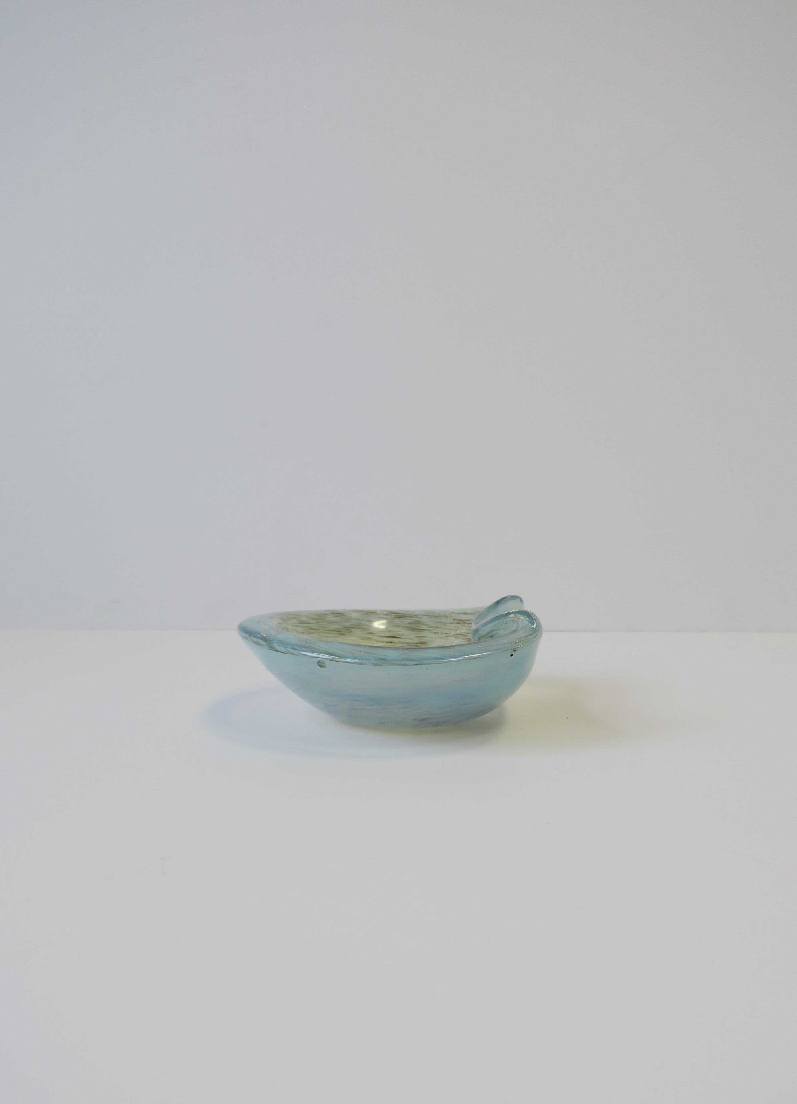 Italian Murano Shimmering Light Blue and Gold Art Glass Bowl For Sale 1