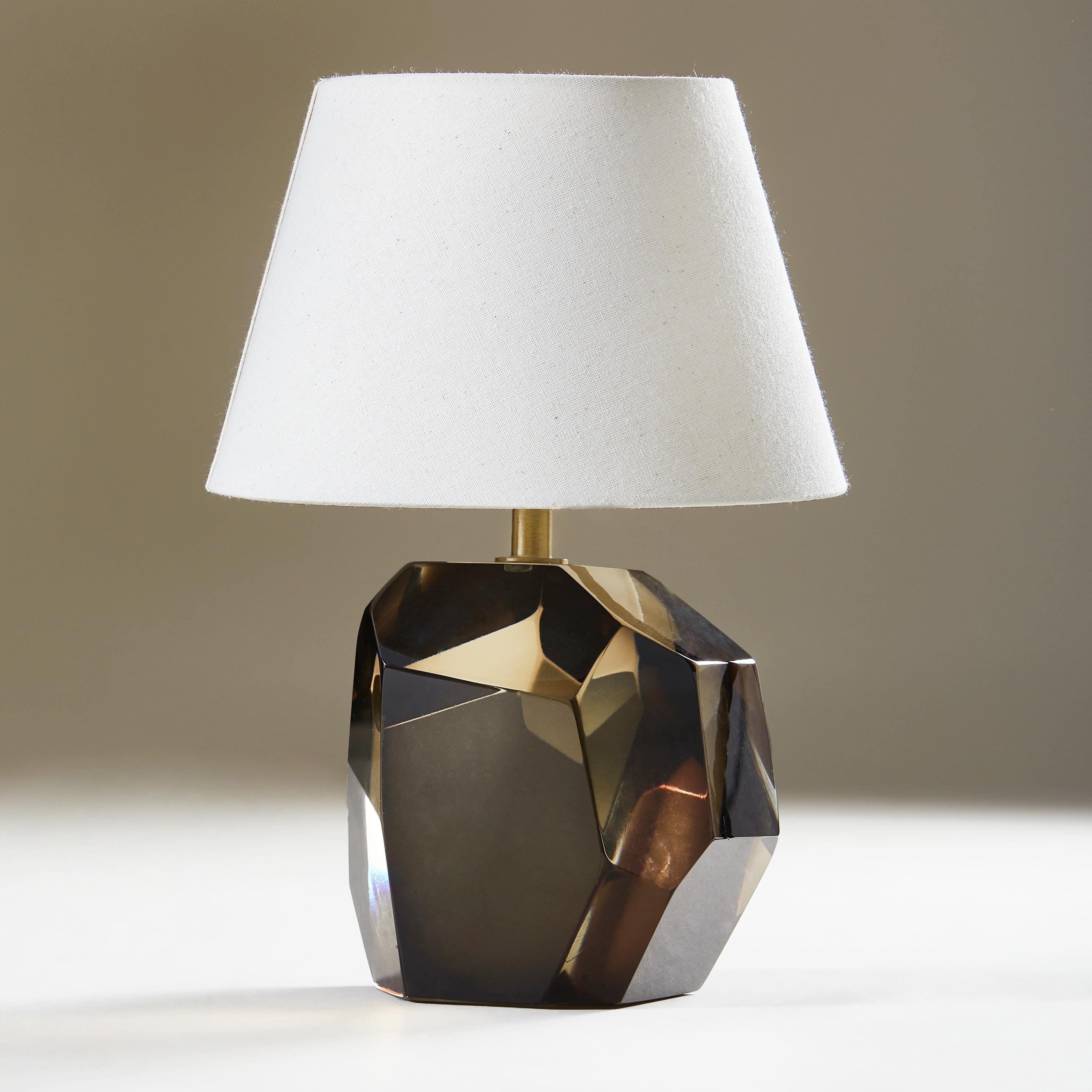 Italian Murano Single Bronze Rock Jewel Table Lamp For Sale 3