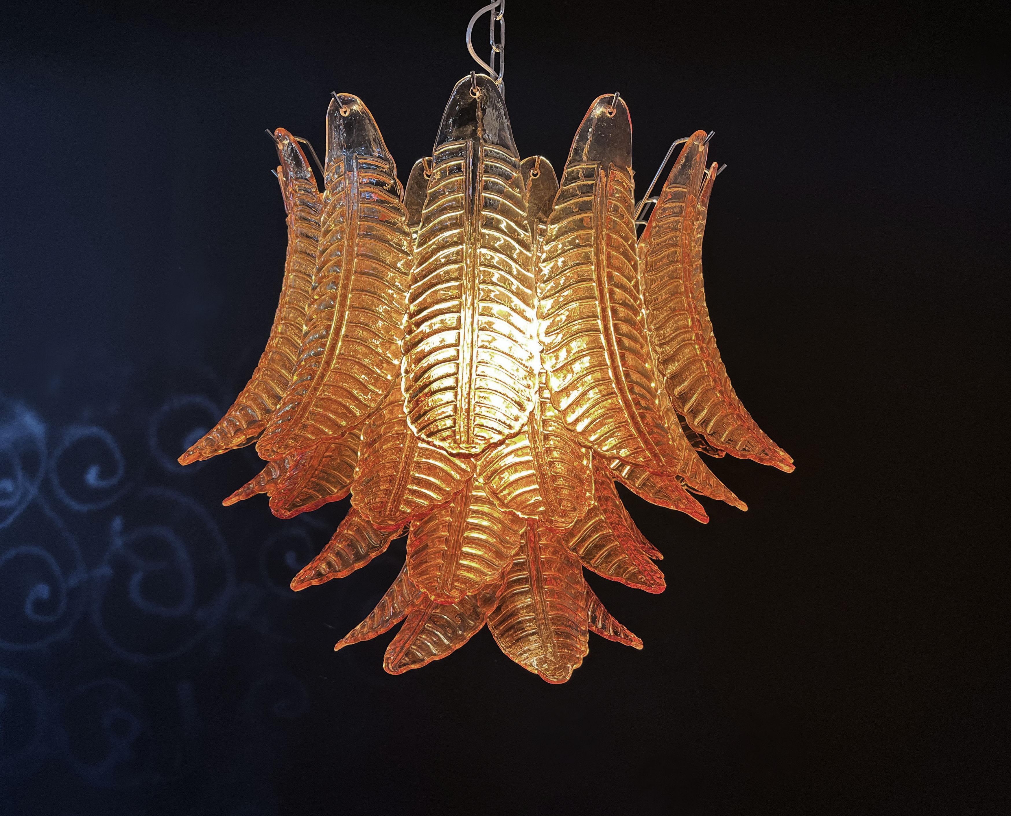 Italian Murano Six-Tier Amber Felci Glass chandelier - 36 glasses For Sale 4