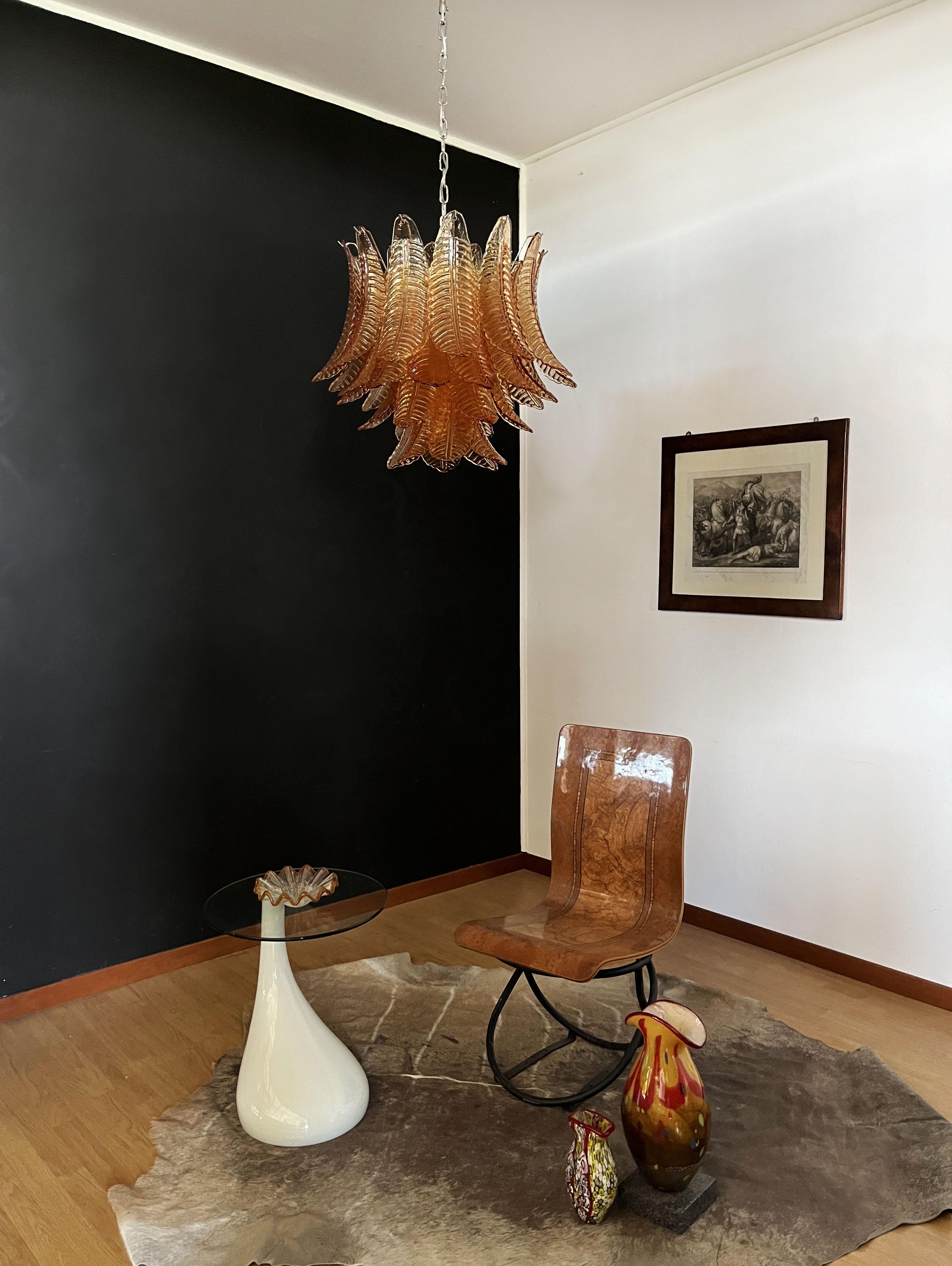 Italian Murano Six-Tier Amber Felci Glass chandelier - 36 glasses For Sale 12