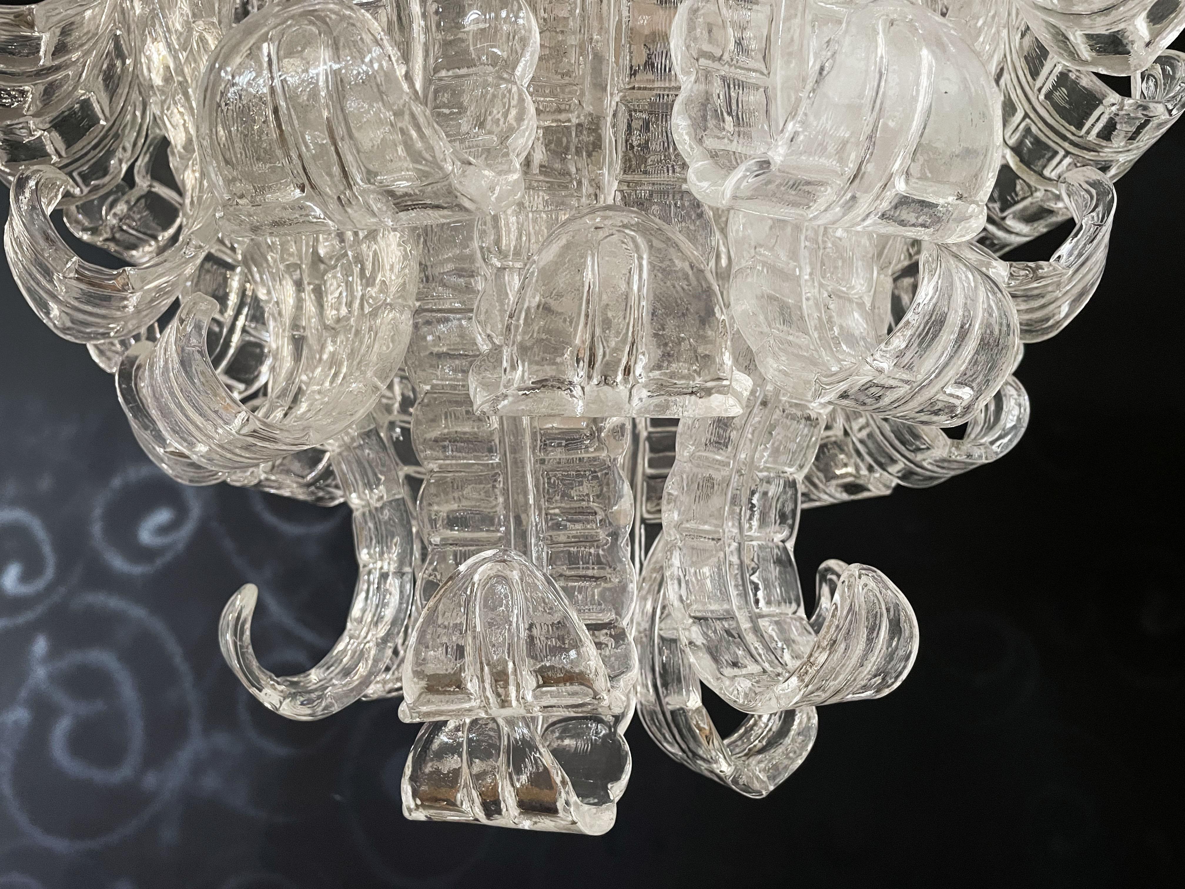 Italian Murano Six-Tier Felci Glass Chandelier For Sale 2