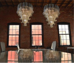 Italian Murano Six-Tier Felci Glass Chandeliers, 1970s