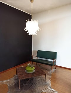 Italian Murano Six-Tier Opaline Felci Glass Chandelier, 36 Opal Glasses