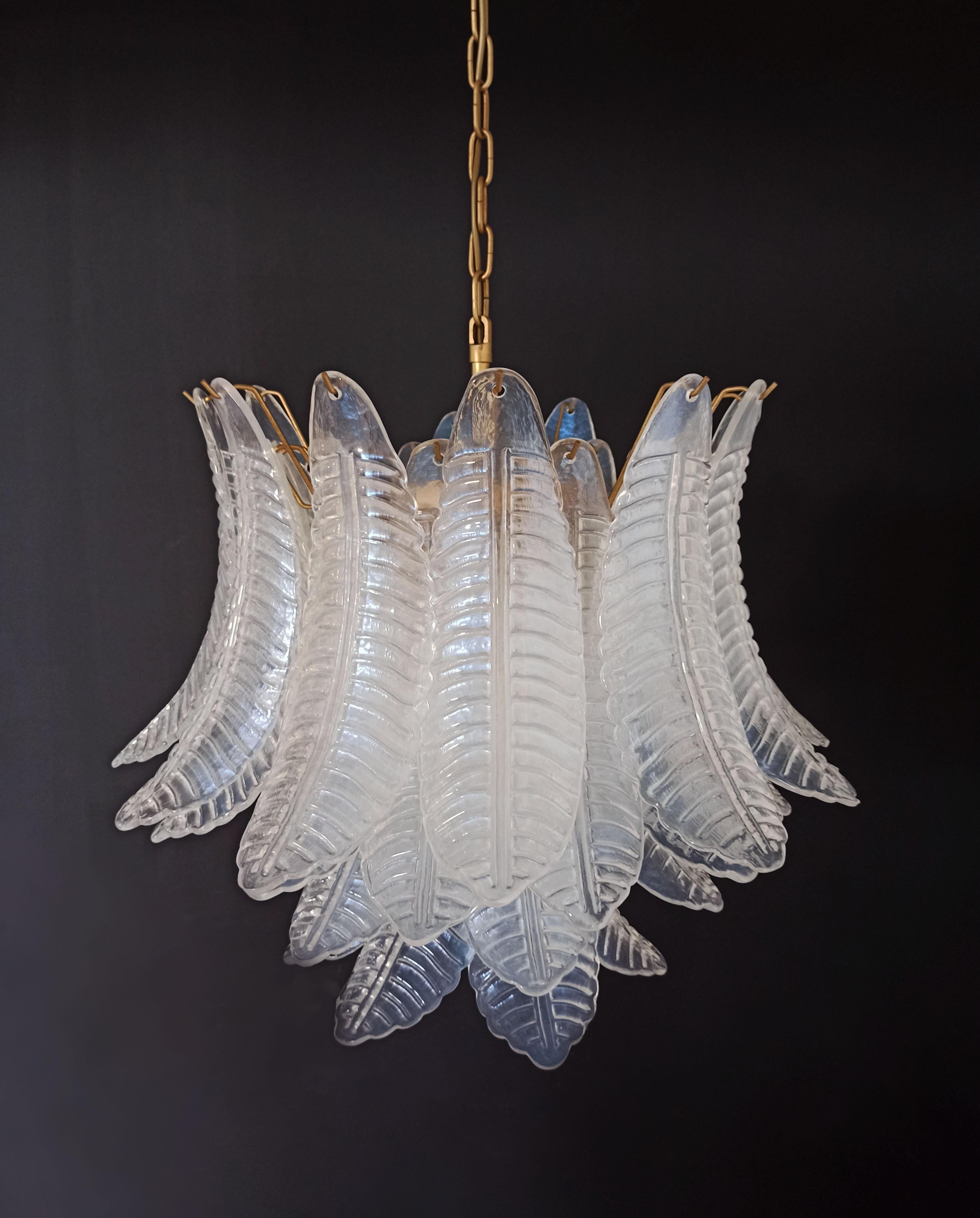 Late 20th Century Italian Murano Six-Tier Opaline Felci Glass Chandelier, 36 Opal Glasses