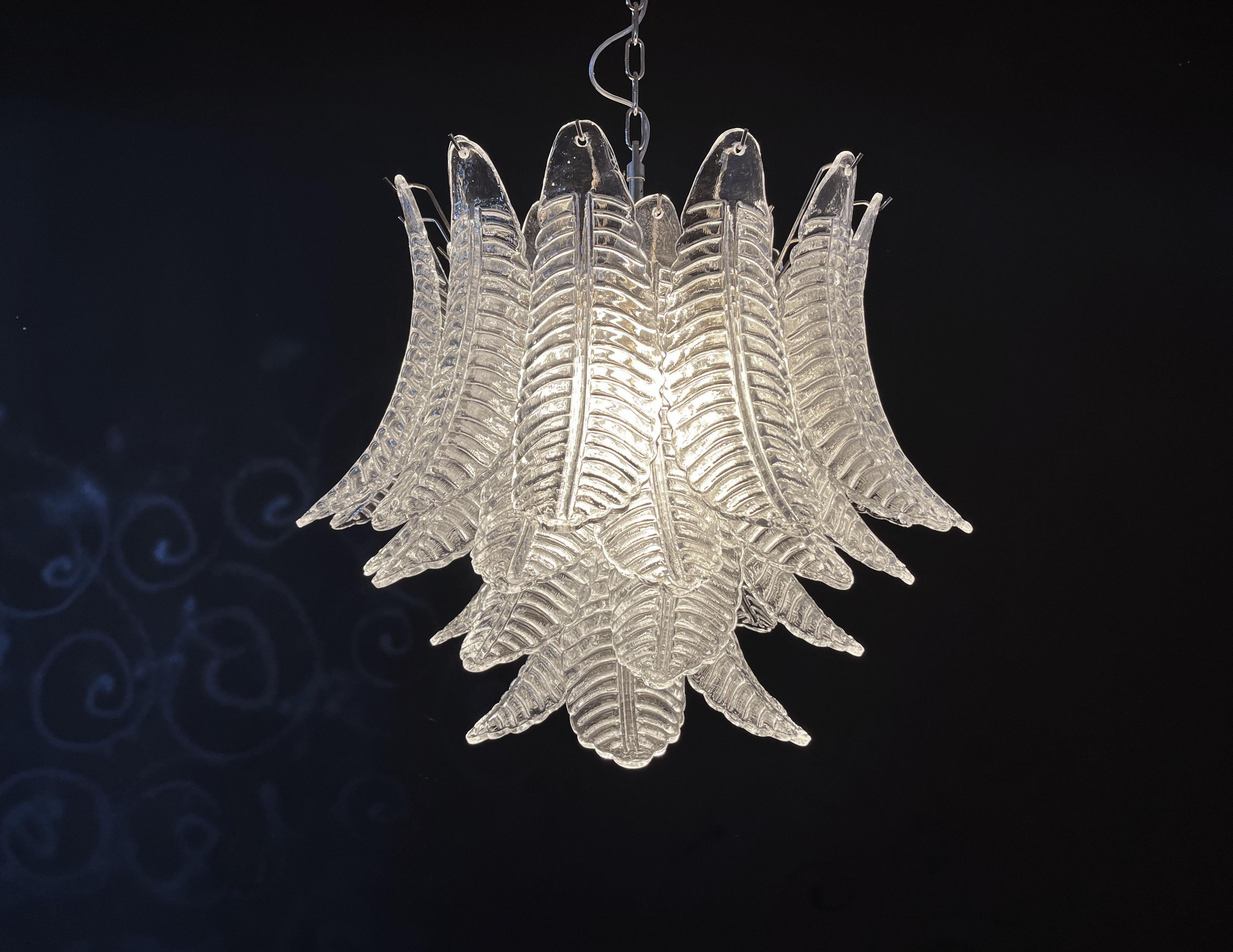 Italian Murano Six-Tier trasparent Felci Glass chandelier - 36 glasses For Sale 6