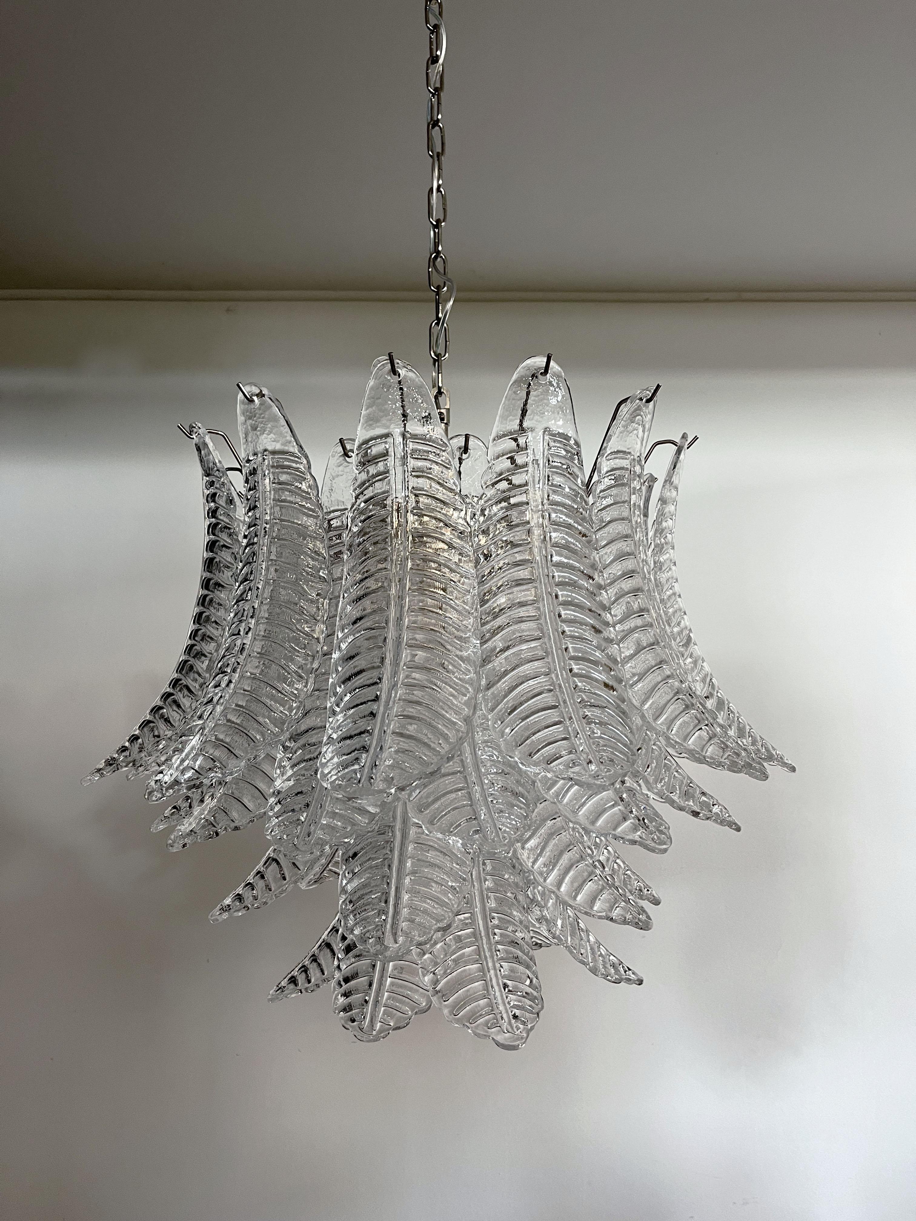 Italian Murano Six-Tier trasparent Felci Glass chandelier - 36 glasses For Sale 8