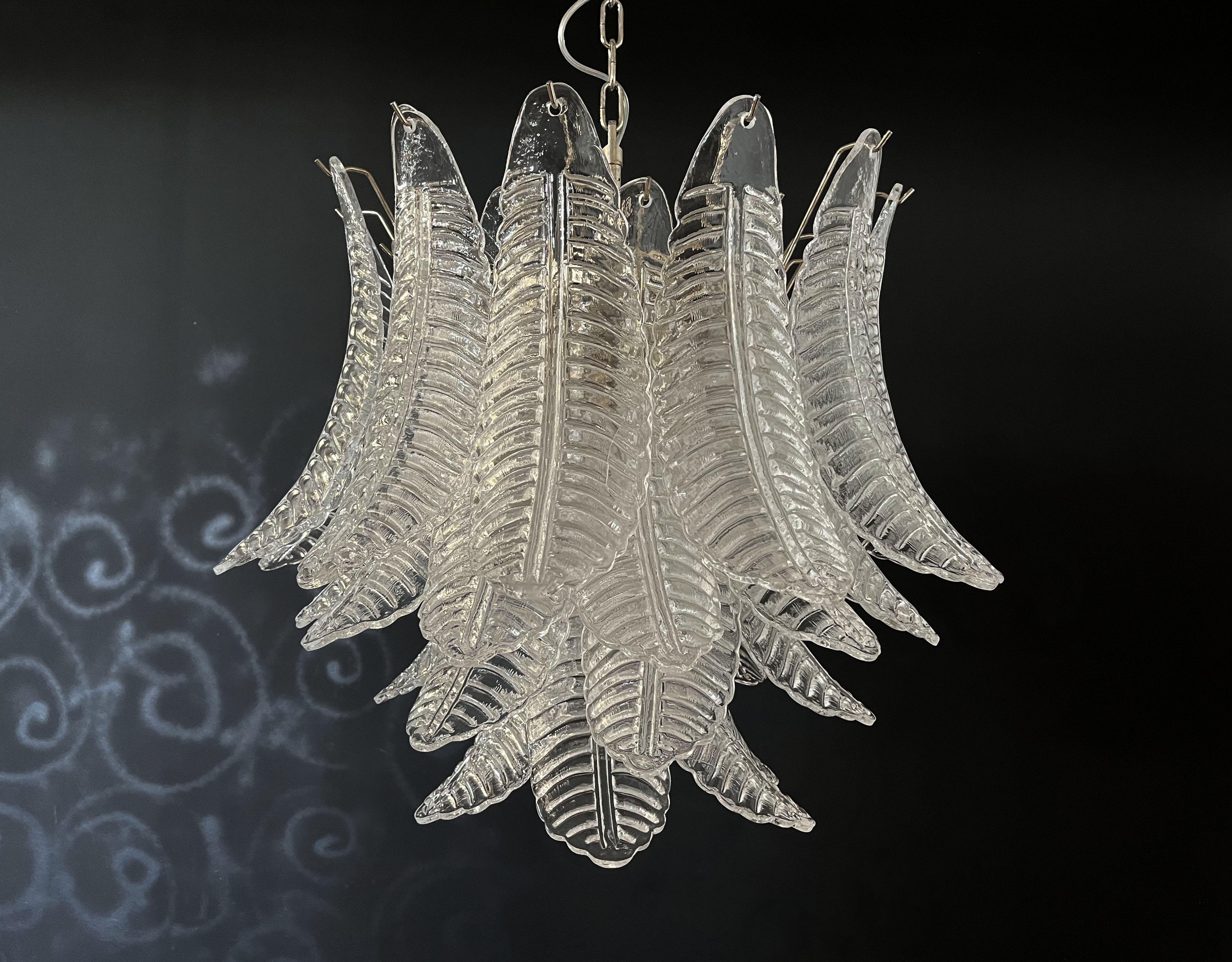 Italian Murano Six-Tier trasparent Felci Glass chandelier - 36 glasses For Sale 12