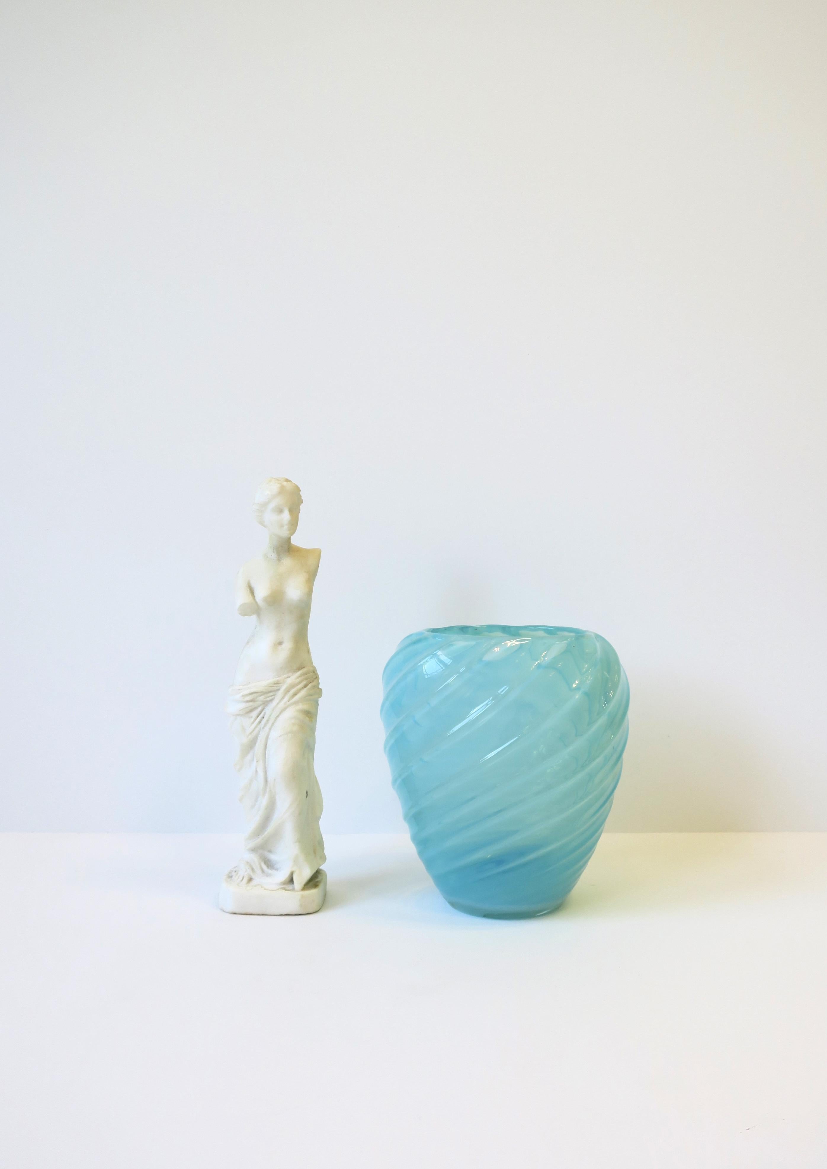 Italian Murano Sky Blue Opaline Art Glass Vase Seguso For Sale 5