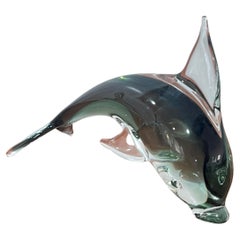 Italian Murano Smoked Glass Dolphin Sculpture, 1960s