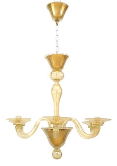 Italian Murano "Soffiati" Gold Dusted Glass Chandeliers, circa 1990