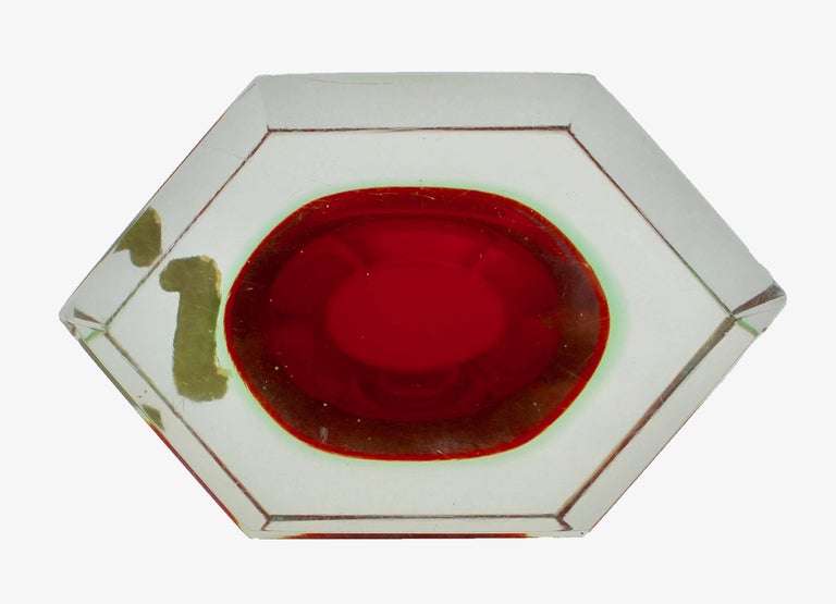 Italian Murano Sommerso Flavio Poli Glass Vide Poche with Label In Good Condition For Sale In Verviers, BE