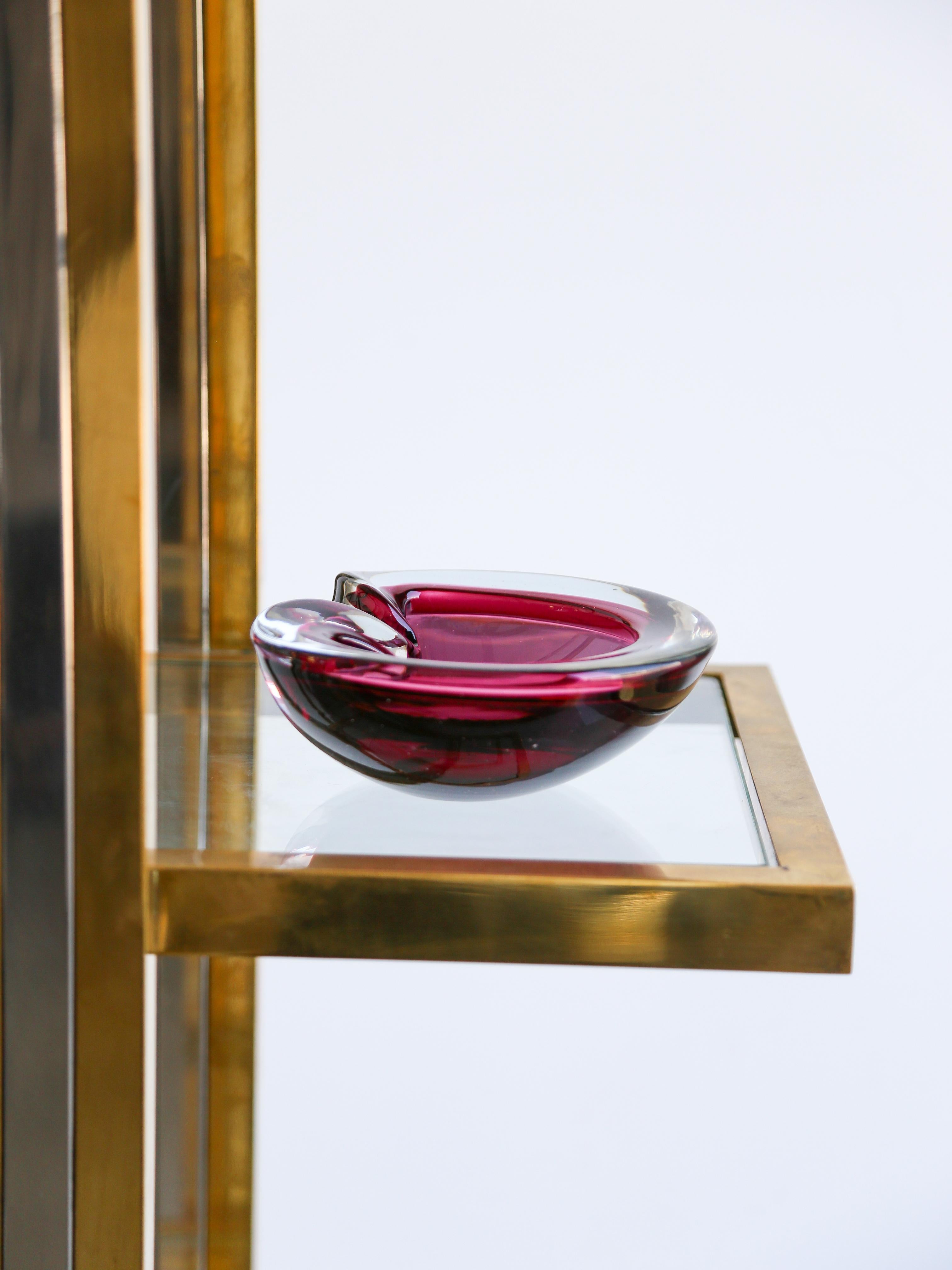 Mid-Century Modern Italian Murano Sommerso Glass Dark Purple Round Ashtray For Sale