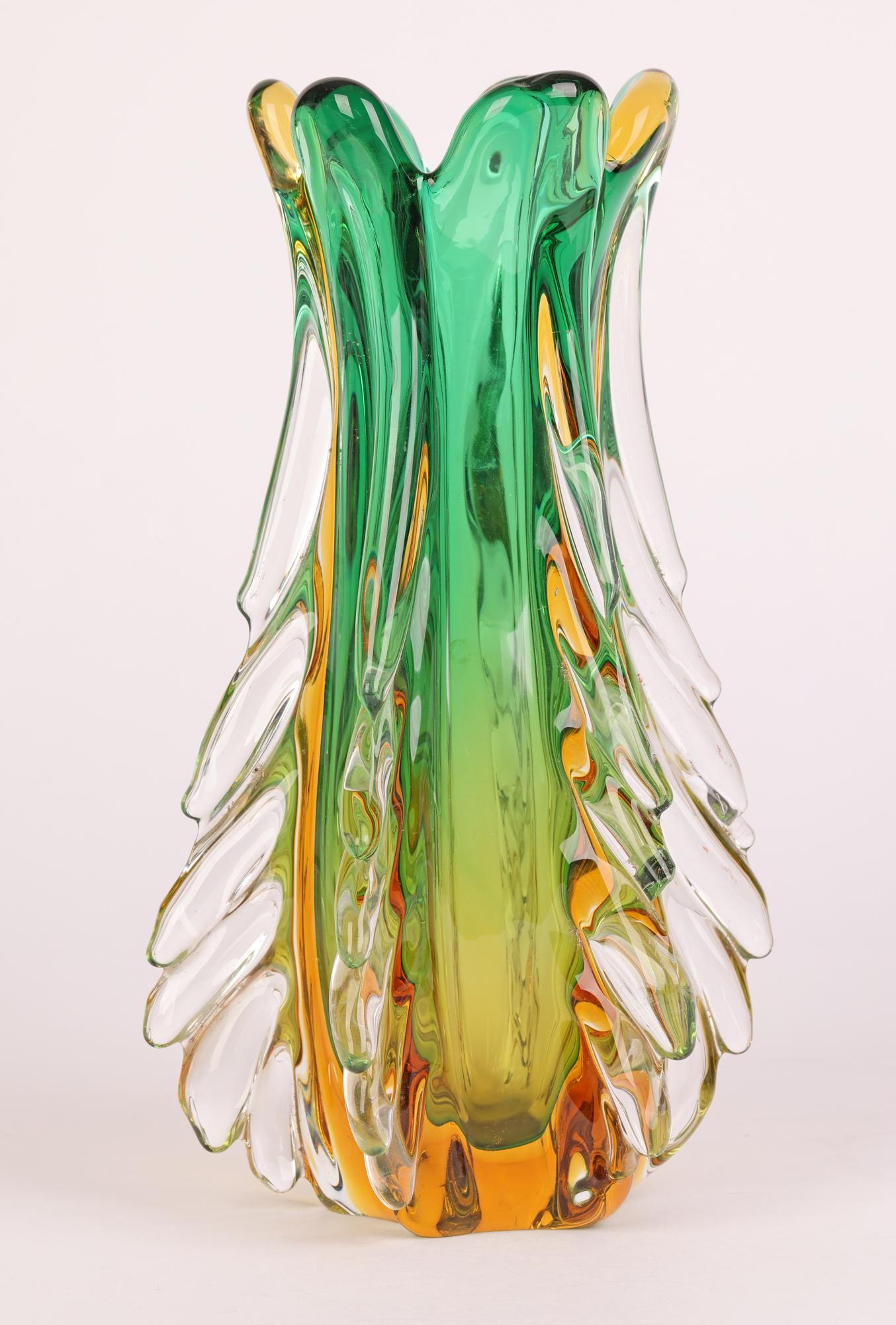 Hand-Crafted Italian Murano Sommerso Glass Vase by Flavio Poli for Seguso Vetri D’Arte