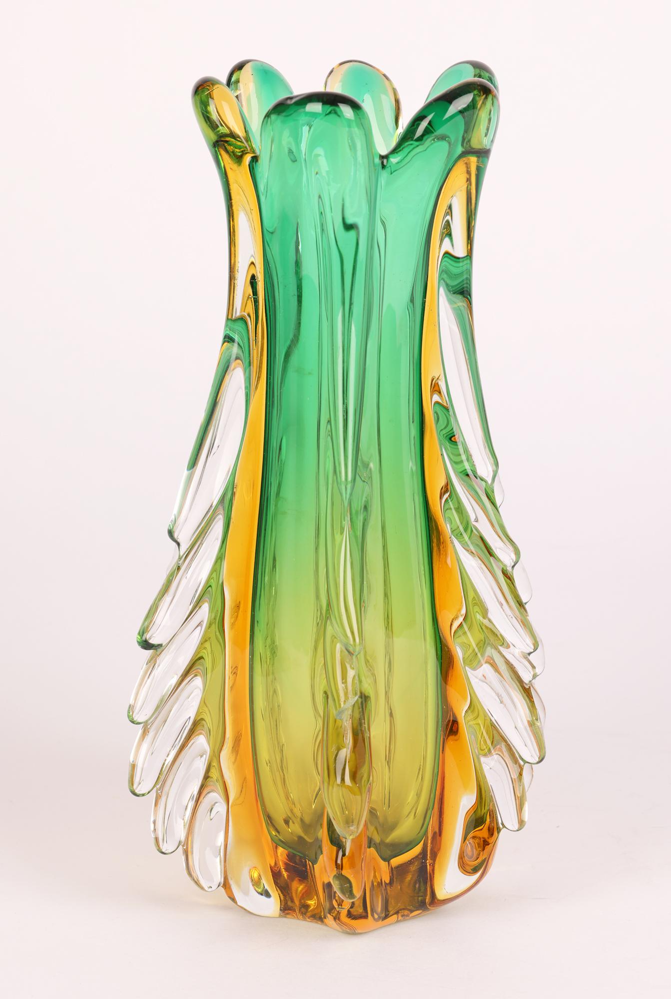 20th Century Italian Murano Sommerso Glass Vase by Flavio Poli for Seguso Vetri D’Arte