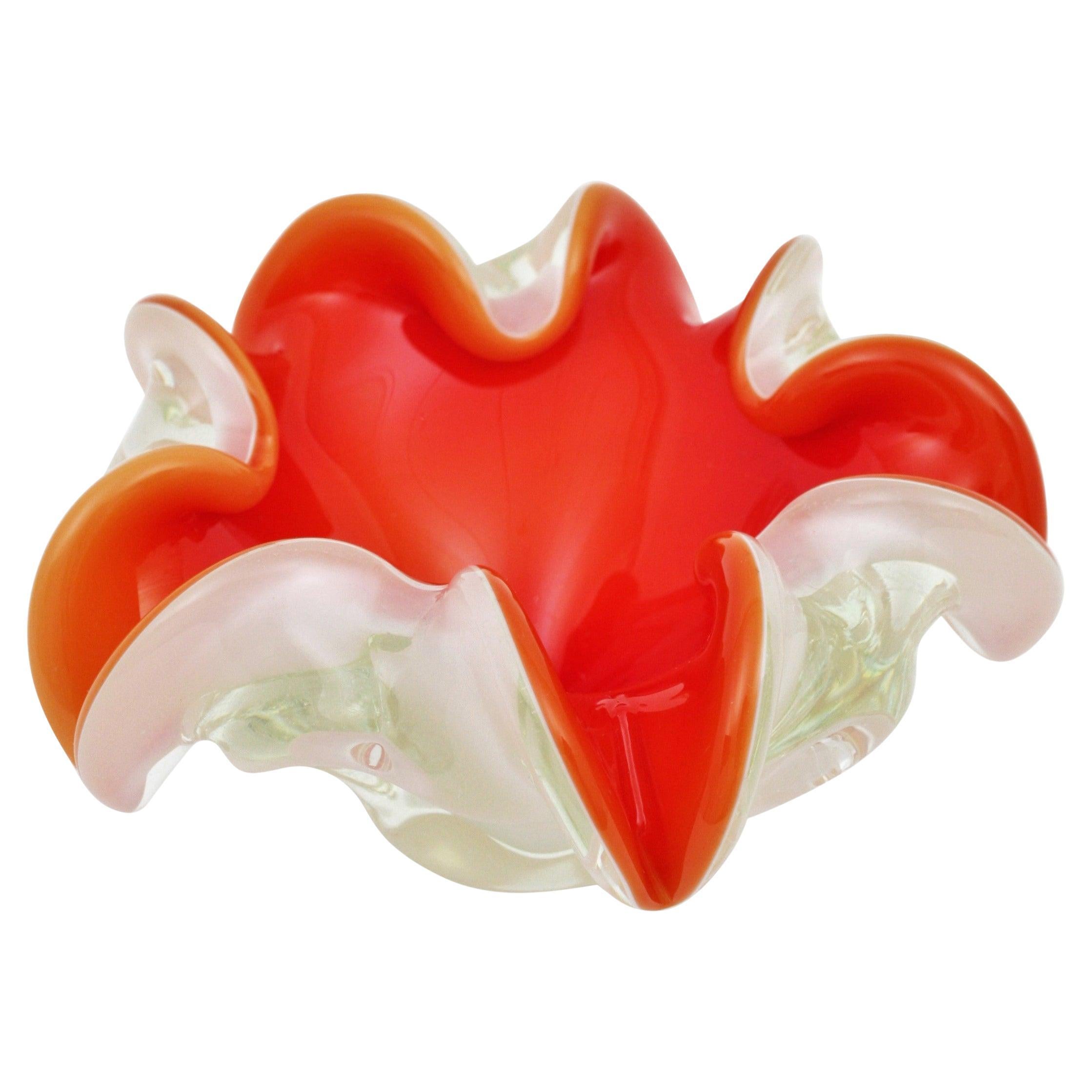 murano red glass bowl
