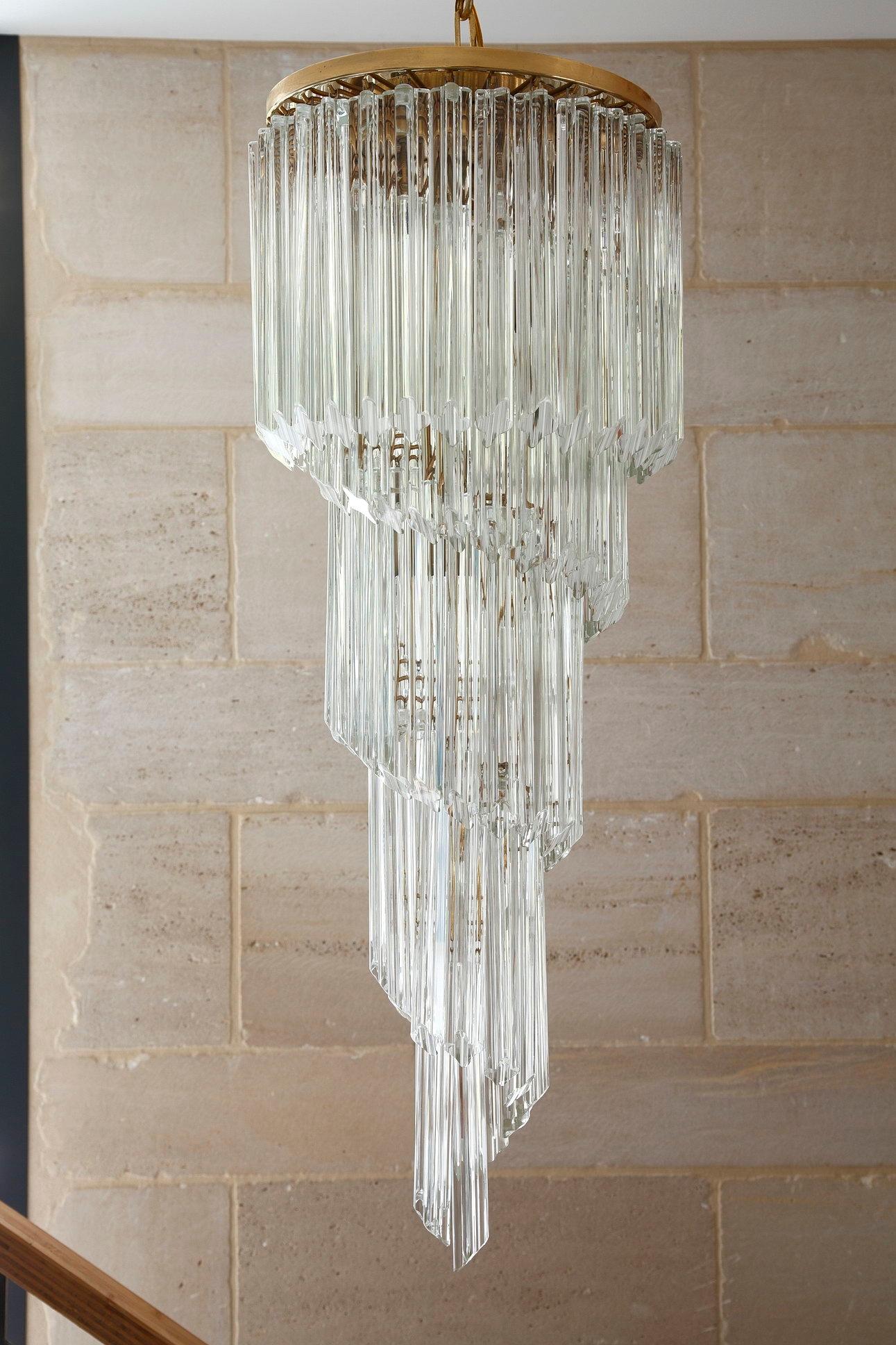 Chandelier cascade spiral Venini Murano crystal 1970 | Selency Chandelier cascade spiral Venini Murano crystal 1970 | Selency