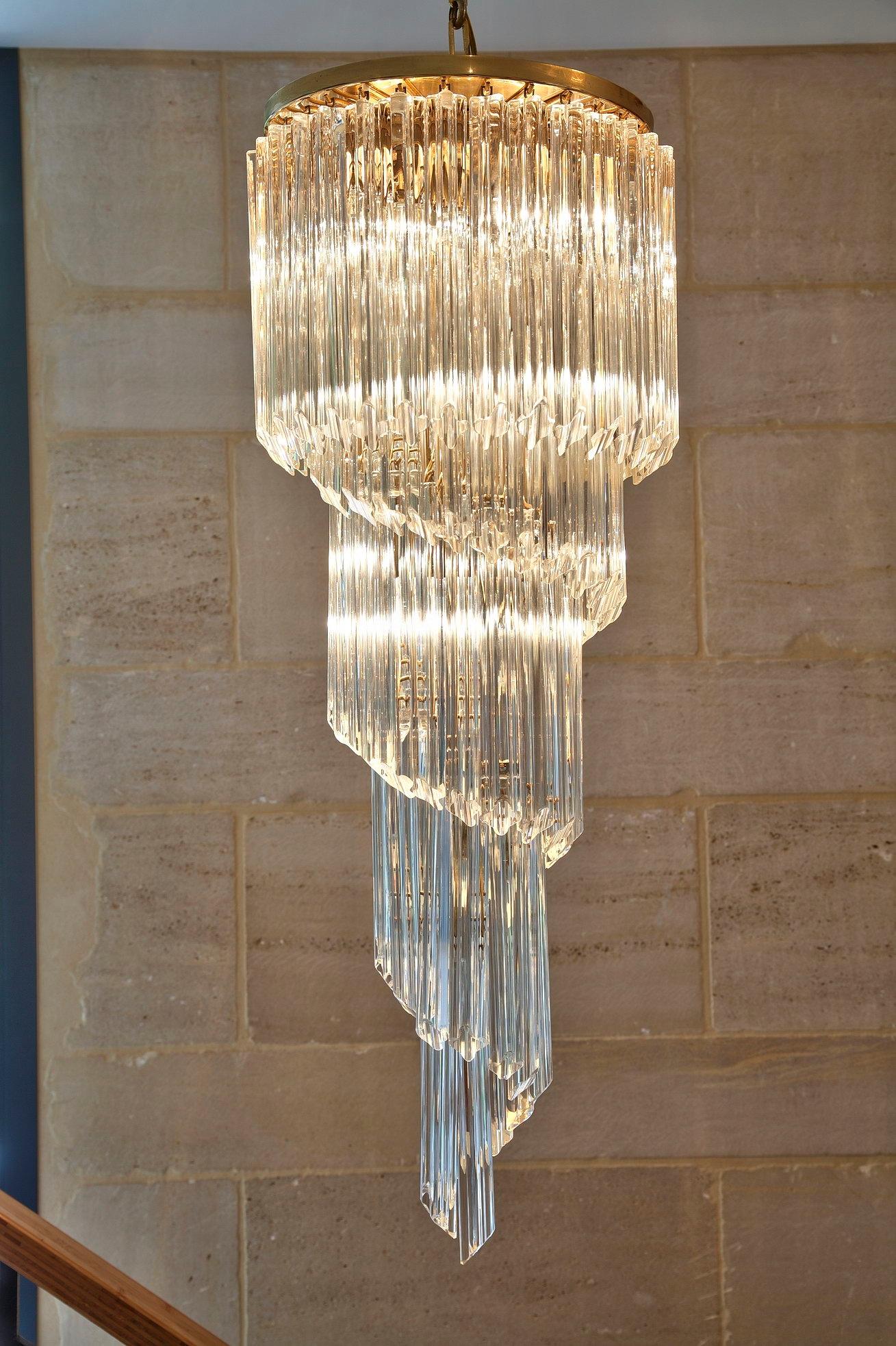 Chandelier cascade spiral Venini Murano crystal 1970 | Selency Chandelier cascade spiral Venini Murano crystal 1970 | Selency