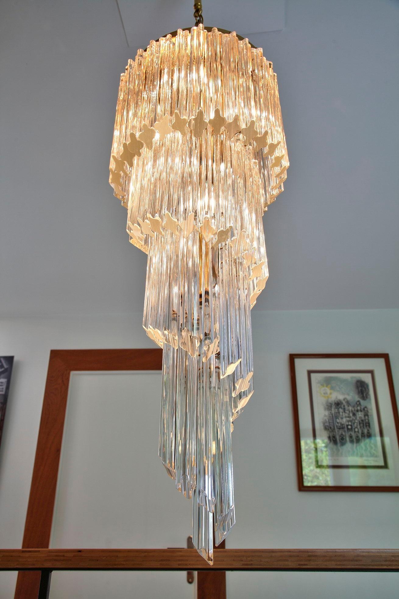 Italian Murano Spiral Chandelier by Venini 1