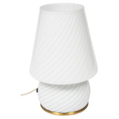 Italian Murano Spiral Mushroom White Art Glass Lamp
