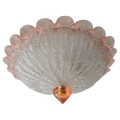 Plafonnier italien en verre de style Murano avec détails roses, années 1970